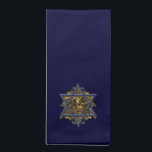 Star of David Gold Napkin<br><div class="desc">Elegant Star of David with traditional blue and white hexagram symbol complimented with an ornate baroque flourish of gold background. Art of Margaret Loftin Whiting.</div>