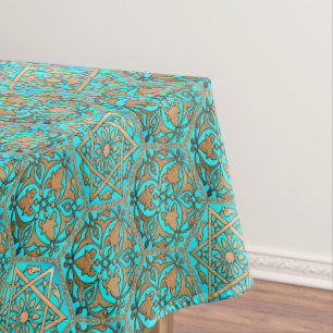Star of David Golden Turquoise Tablecloth