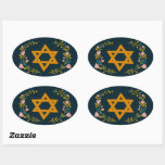 Star of David Hand-drawn Floral Jewish Custom Oval Sticker<br><div class="desc">Hand drawn florals by me for you. Great for a bat mitzvah or Jewish wedding or Hanukkah or other event. For more designs and colors check my shop! Or let me know if you'd like something custom.  Ask if you don't find what you need! :)</div>