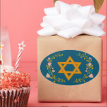 Star of David Hand-drawn Floral Jewish Custom Oval Sticker<br><div class="desc">Hand drawn florals by me for you. Great for a bat mitzvah or Jewish wedding or Hanukkah or other event. For more designs and colors check my shop! Or let me know if you'd like something custom.  Ask if you don't find what you need! :)</div>