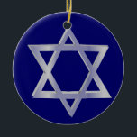 Star of David Hanukkah Blue Ornament<br><div class="desc">A silvery Star of David for the Hanukkah season.</div>