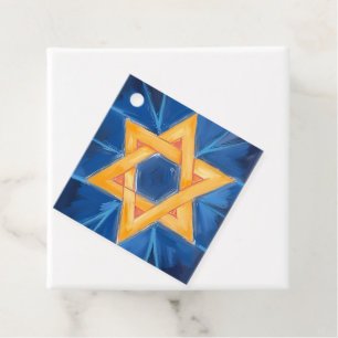 Star of David Hanukkah Blue Watercolor Favor Tags