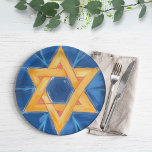 Star of David Hanukkah Blue Watercolor Paper Plates<br><div class="desc">Star of David Hanukkah Blue Watercolor Holiday Design
- Happy Hanukkah!</div>