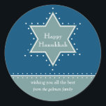 Star of David Hanukkah Gift Message Sticker<br><div class="desc">Today's Best Award - October 7, 2010 A Star of David outlined by white dotts serves as a frame for your holiday personal message. What a great Hanukkah sticker to place on gifts for your child's teacher, the mailman, doorman or delivery person. Available in alternate colors with matching photo cards,...</div>