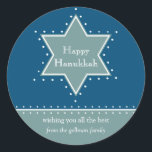 Star of David Hanukkah Gift Message Sticker<br><div class="desc">Today's Best Award - October 7, 2010 A Star of David outlined by white dotts serves as a frame for your holiday personal message. What a great Hanukkah sticker to place on gifts for your child's teacher, the mailman, doorman or delivery person. Available in alternate colors with matching photo cards,...</div>