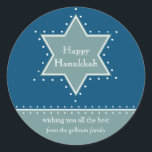 Star of David Hanukkah Gift Message Sticker<br><div class="desc">Today's Best Award - October 7, 2010 A Star of David outlined by white dotts serves as a frame for your holiday personal message. What a great Hanukkah sticker to place on gifts for your child's teacher, the mailman, doorman or delivery person. Available in alternate colors with matching photo cards,...</div>