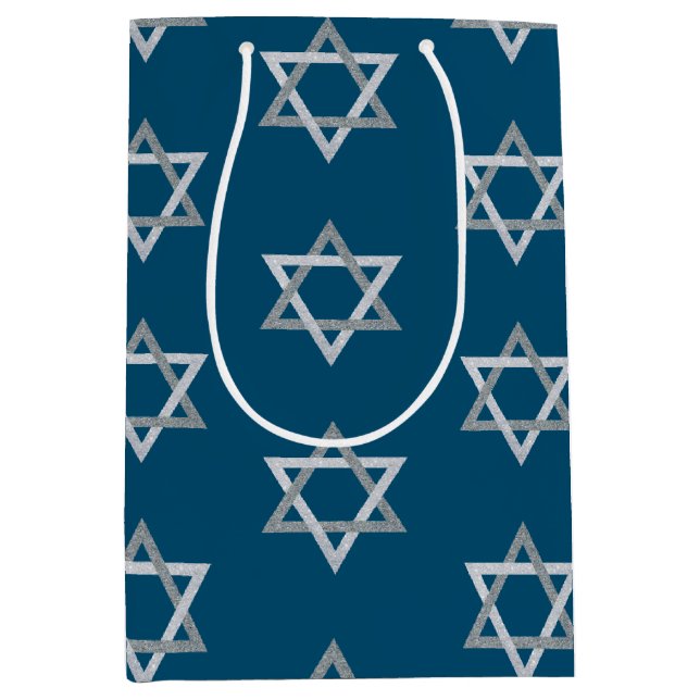 Star of David Hanukkah Glitter Medium Gift Bag (Front)