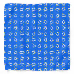 Star of David Hanukkah Pattern Blue White Bandana