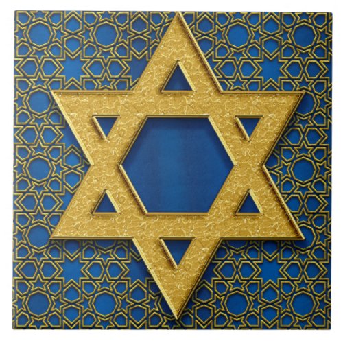 Star of David Hanukkah Pattern Holiday Gift Ceramic Tile