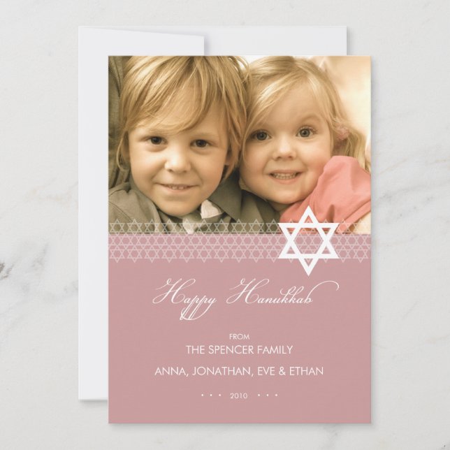 Star of David Hanukkah Photo Flat Card (Front)
