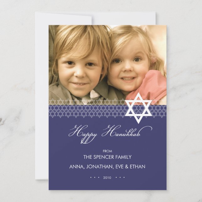 Star of David Hanukkah Photo Flat Card (Front)