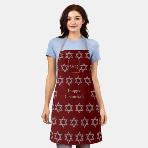 Star of David  HAPPY CHANUKAH  Monogram Apron