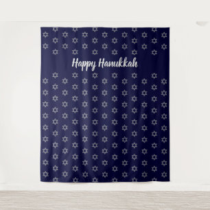 STAR OF DAVID Happy Hanukkah Blue Backdrop