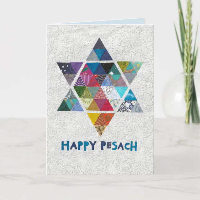 Star of David in Colorful Mosaic for Passover Card | Zazzle