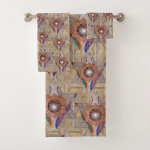 'Star of David' in leather and suede Bath Towel Set