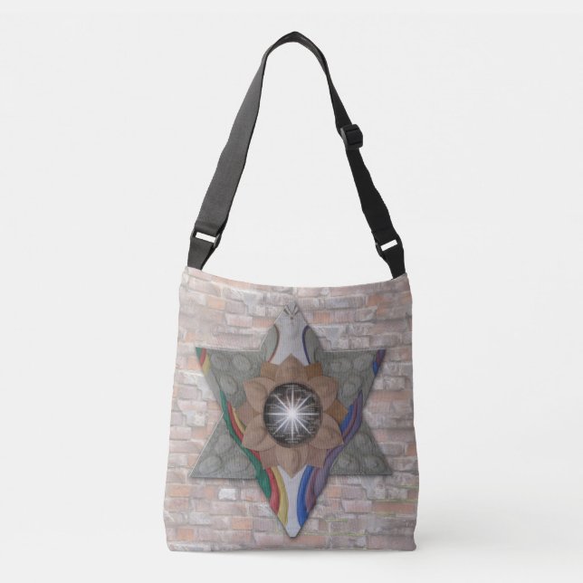 'Star of David' in leather and suede Crossbody Bag (Front)