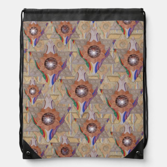 'Star of David' in leather and suede Drawstring Bag (Front)