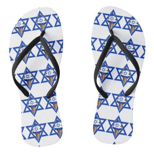 Star of David Israel flag ice cream Flip Flops