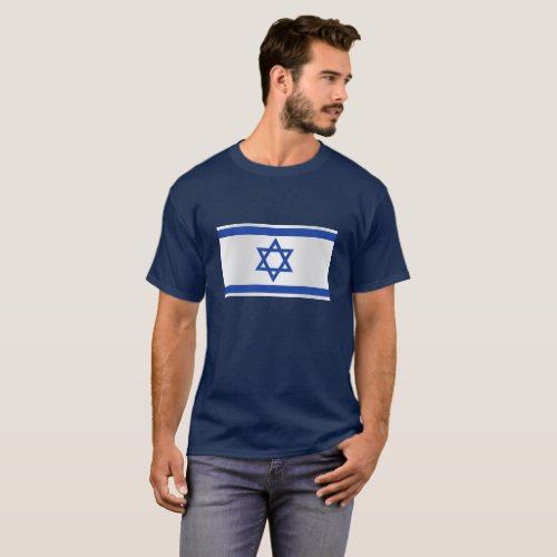 Star of David Israeli Flag Navy Blue T_Shirt