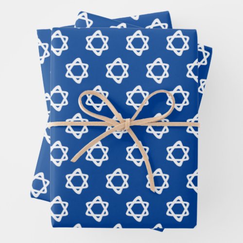 Star of David Jewish Bar Mitzvah Hanukkah Simple Wrapping Paper Sheets