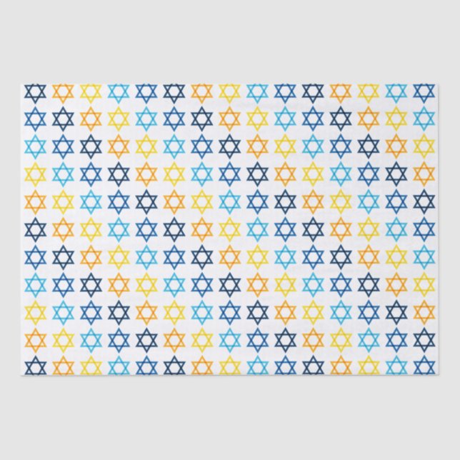 Star of David Jewish Colorful  Tissue Paper (Front)