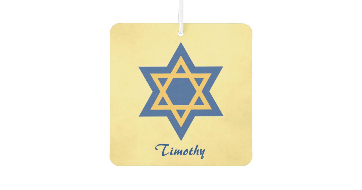Star of David Jewish Gold and Blue Air Freshener | Zazzle