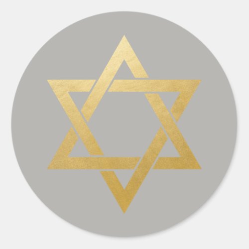 Star of David Jewish Gold Gray Circle Classic Round Sticker