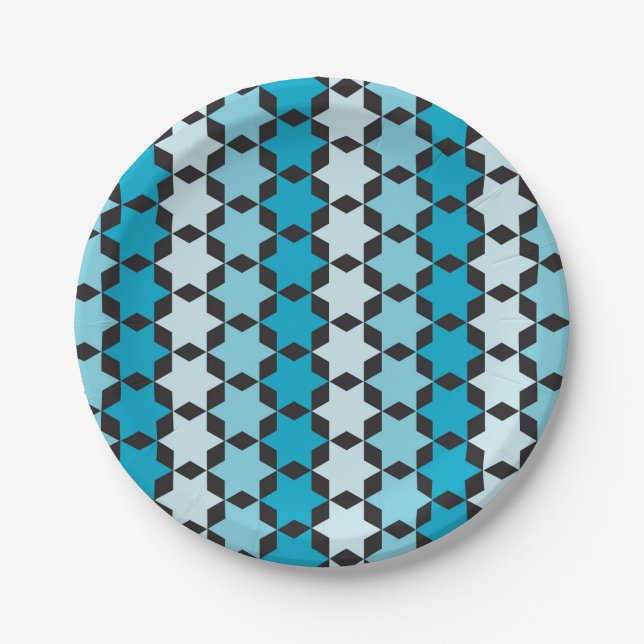 Star of David Jewish Holiday Blue Paper Plates (Front)