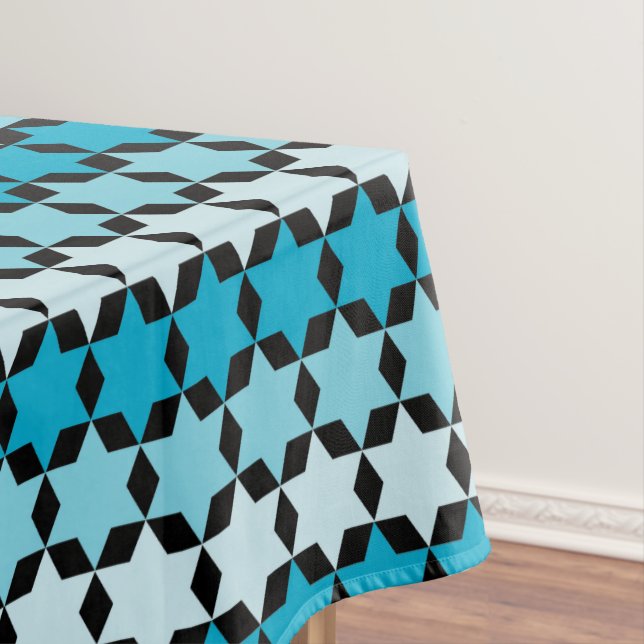 Star of David Jewish Holiday Tablecloth - Black (In Situ)