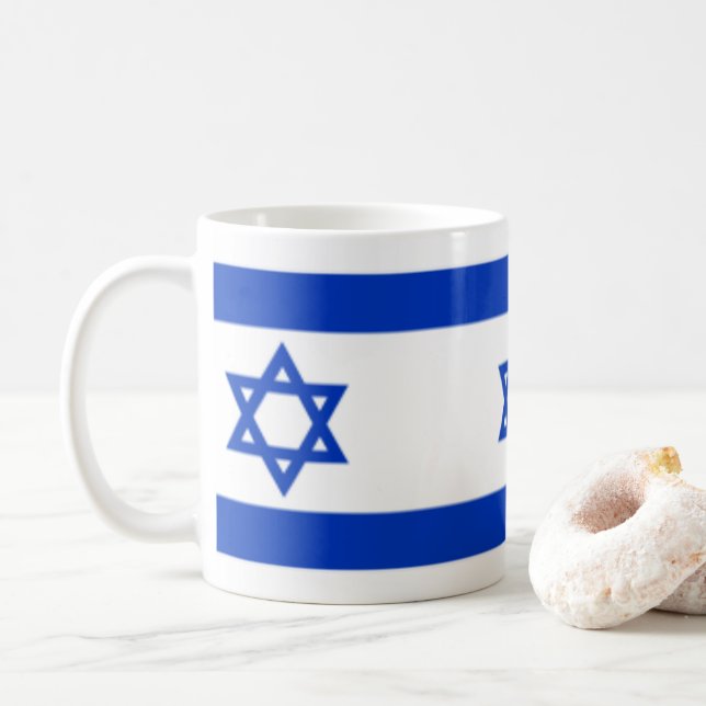 Star of David Jewish Israel Flag Patriotic  Coffee Mug (With Donut)