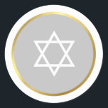 STAR OF DAVID jewish spot circle gray Classic Round Sticker<br><div class="desc">*** NOTE - THE SHINY GOLD FOIL EFFECT IS A PRINTED PICTURE A cute little LOVE sticker that can be used for any occasion - wedding, baby shower, birth announcement, graduation, anniversary, handmade craft items or clothing for small business packaging etc... TIPS 1. To change the main color hit the...</div>