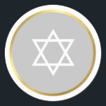 STAR OF DAVID jewish spot circle gray Classic Round Sticker<br><div class="desc">*** NOTE - THE SHINY GOLD FOIL EFFECT IS A PRINTED PICTURE A cute little LOVE sticker that can be used for any occasion - wedding, baby shower, birth announcement, graduation, anniversary, handmade craft items or clothing for small business packaging etc... TIPS 1. To change the main color hit the...</div>