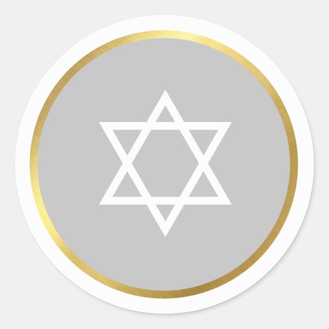 STAR OF DAVID jewish spot circle gray Classic Round Sticker (Front)