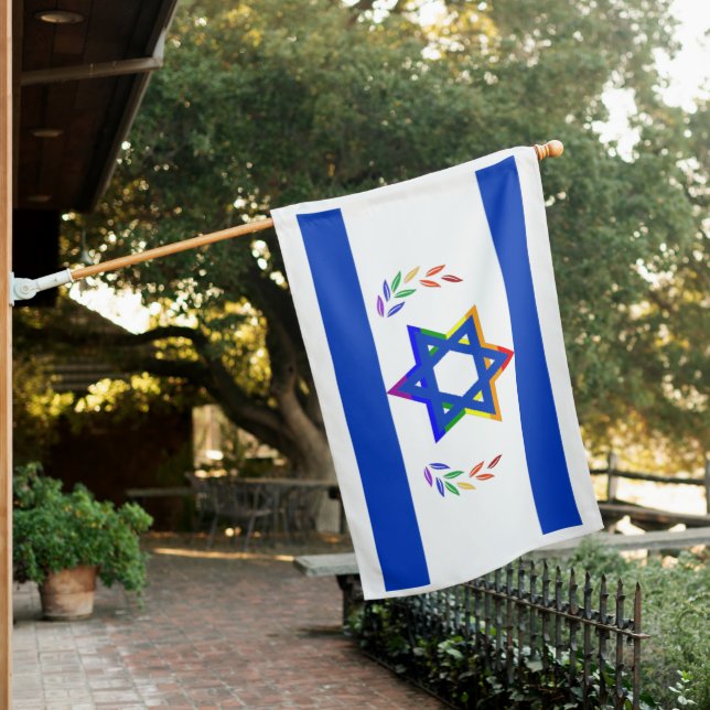 Star of David LGBTQIA - Gay Pride Israeli Rainbow  House Flag (In SItu)