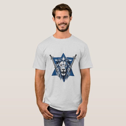 Star of David lion with iron swords T_Shirt