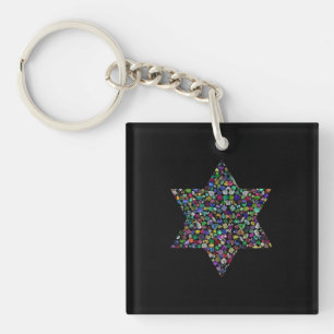 Star of David made with Gemstones in All Colors Keychain