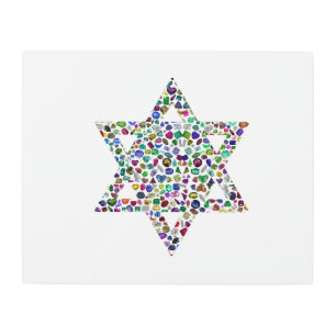 Star of David made with Gemstones in All Colors Metal Print