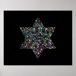Star of David made with Gemstones in All Colors Poster