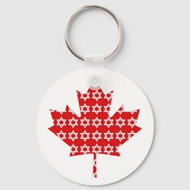 Star of David Maple Leaf Canadian Flag Ts, Gifts Keychain (Front)