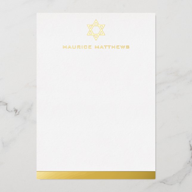 Star of David masculine name border flat foil card (Front)