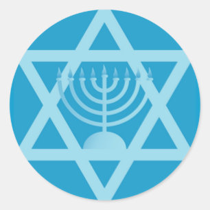 Star of David Menorah Classic Round Sticker