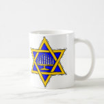 Star of David & Menorah Coffee Mug<br><div class="desc">Yellow Star of David filled with blue and a menorah.</div>