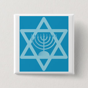 Star of David Menorah Pinback Button