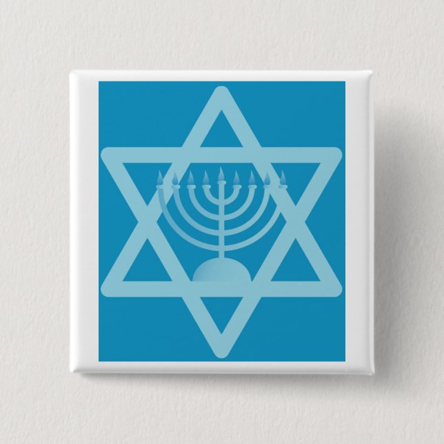 Star of David Menorah Pinback Button (Front)
