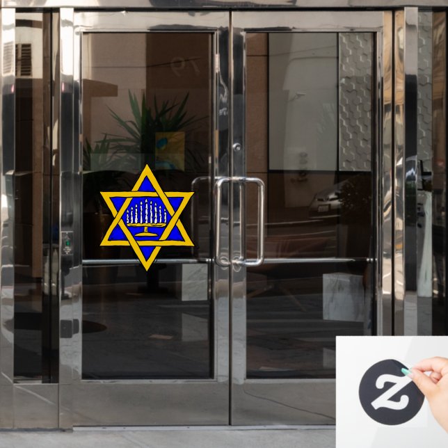 Star of David & Menorah Window Cling (Office Door)