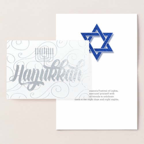 Star of David Modern Hanukkah Silver Foil Card