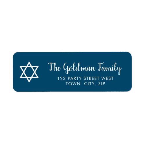 STAR OF DAVID modern plain simple dark blue white Label