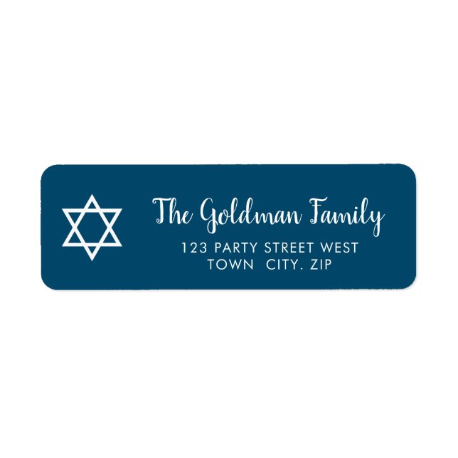 STAR OF DAVID modern plain simple dark blue white Label (Front)