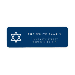 STAR OF DAVID modern plain simple navy blue white Label