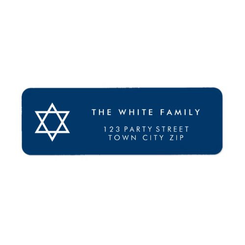 STAR OF DAVID modern plain simple navy blue white Label